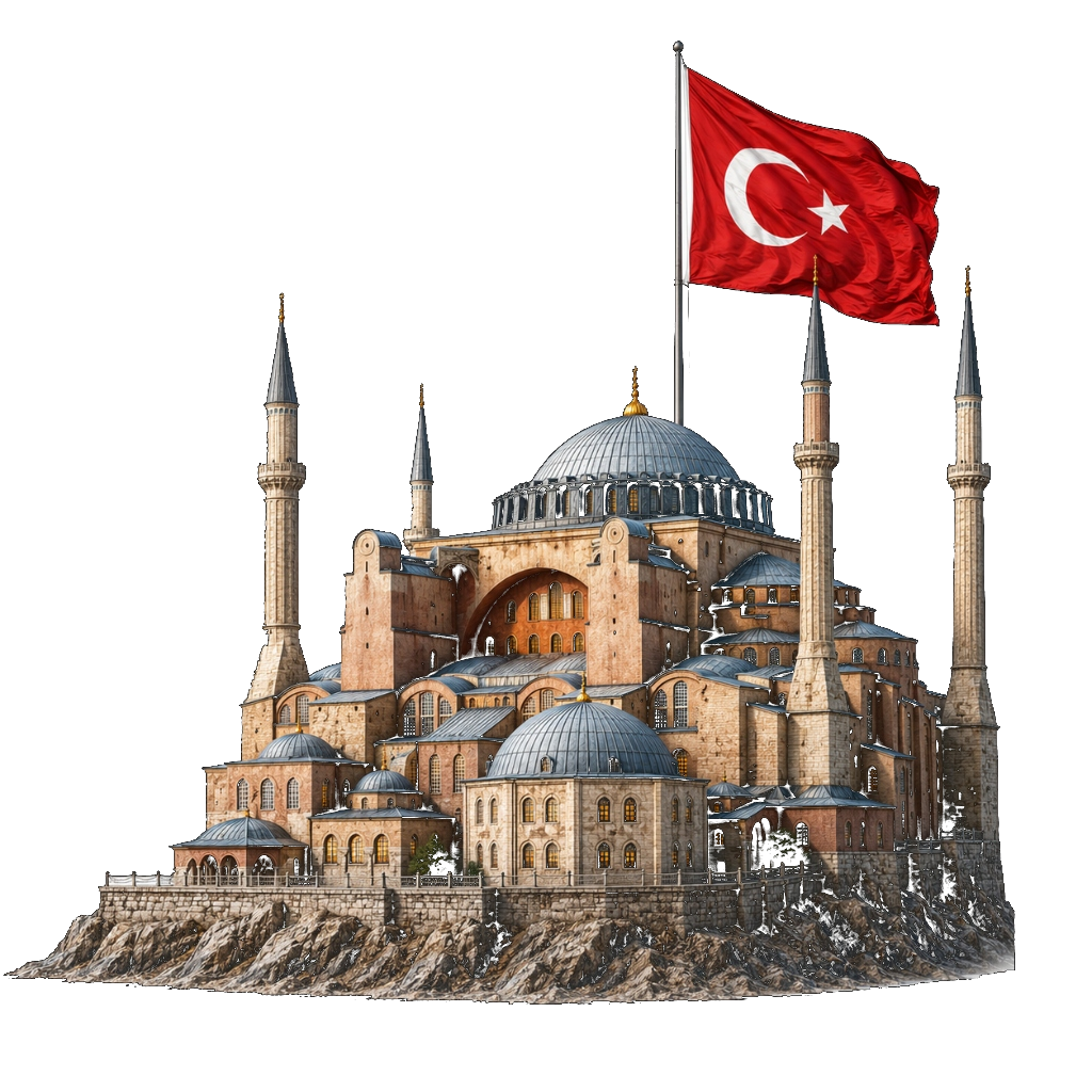 İstanbul Ayasofya Camii ve Türk Bayrağı